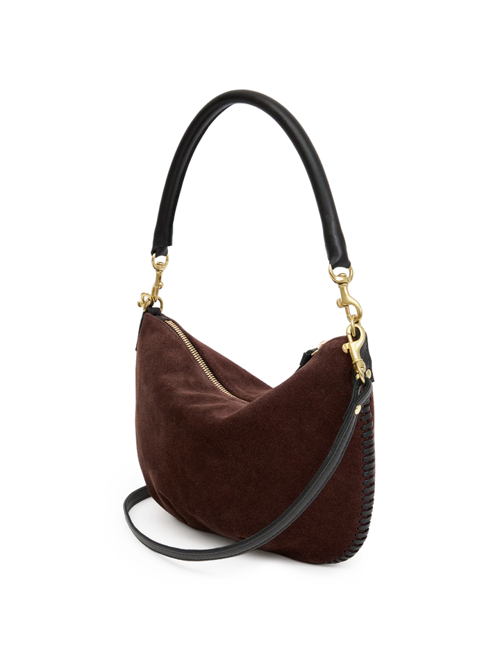 petit moyen messenger in truffle suede
