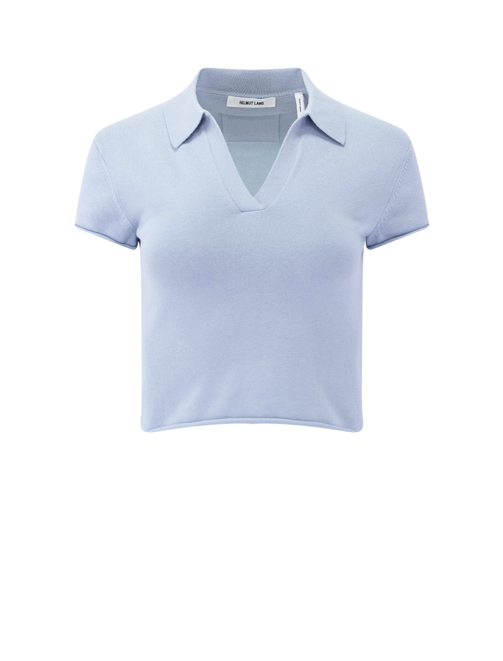 casual shrunken polo in pale blue
