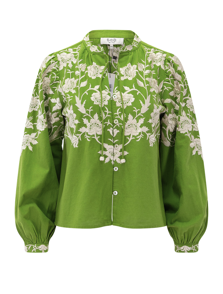alina lace blouse in green