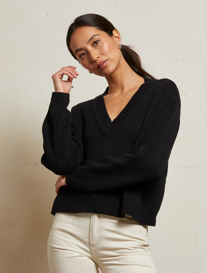 addie vneck sweater in true black