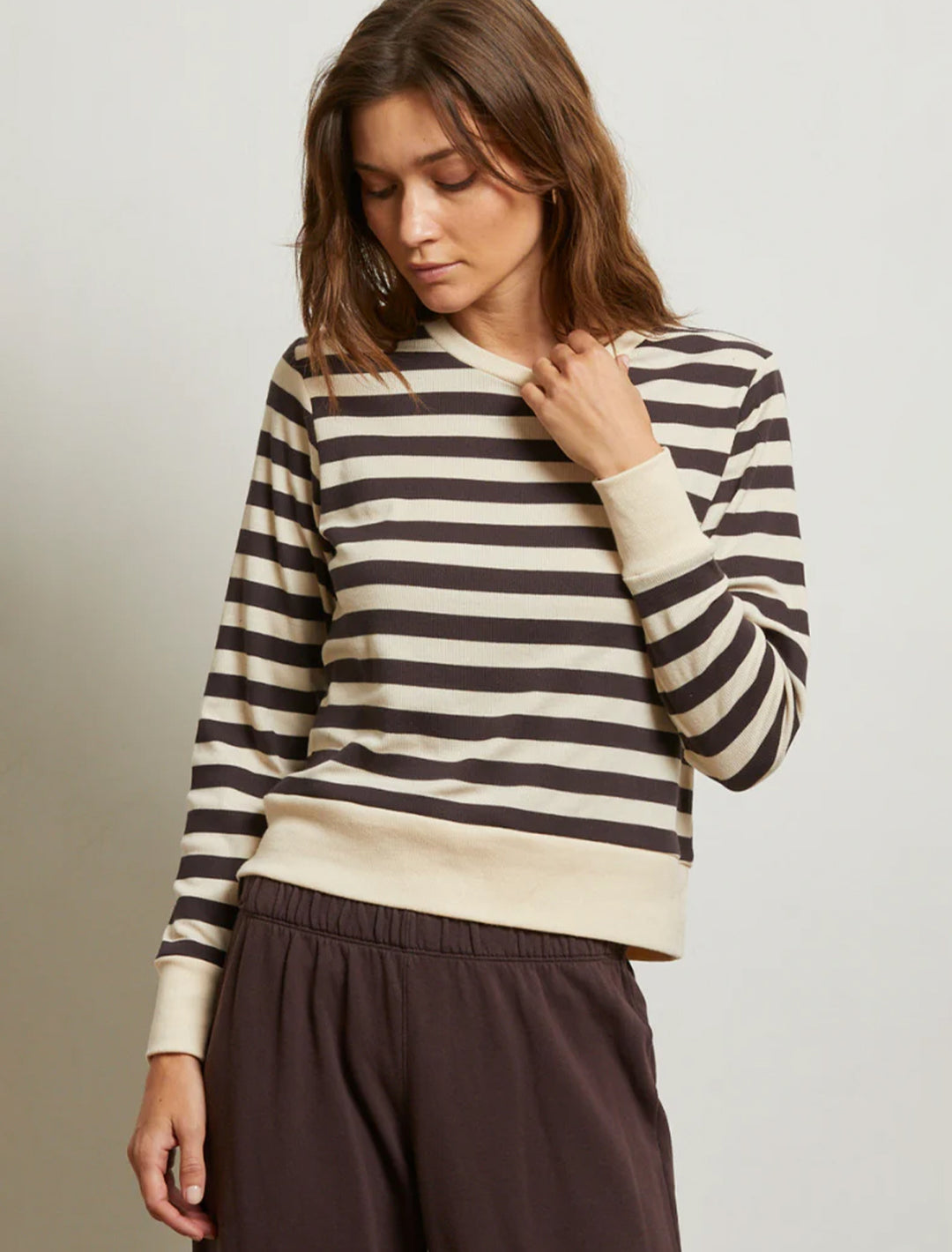 stef long sleeve in mocha stripe