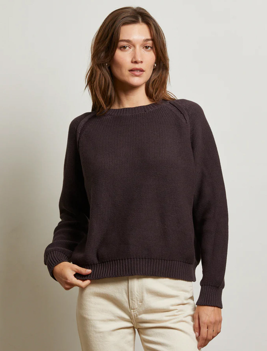 evie crewneck sweater in cocoa