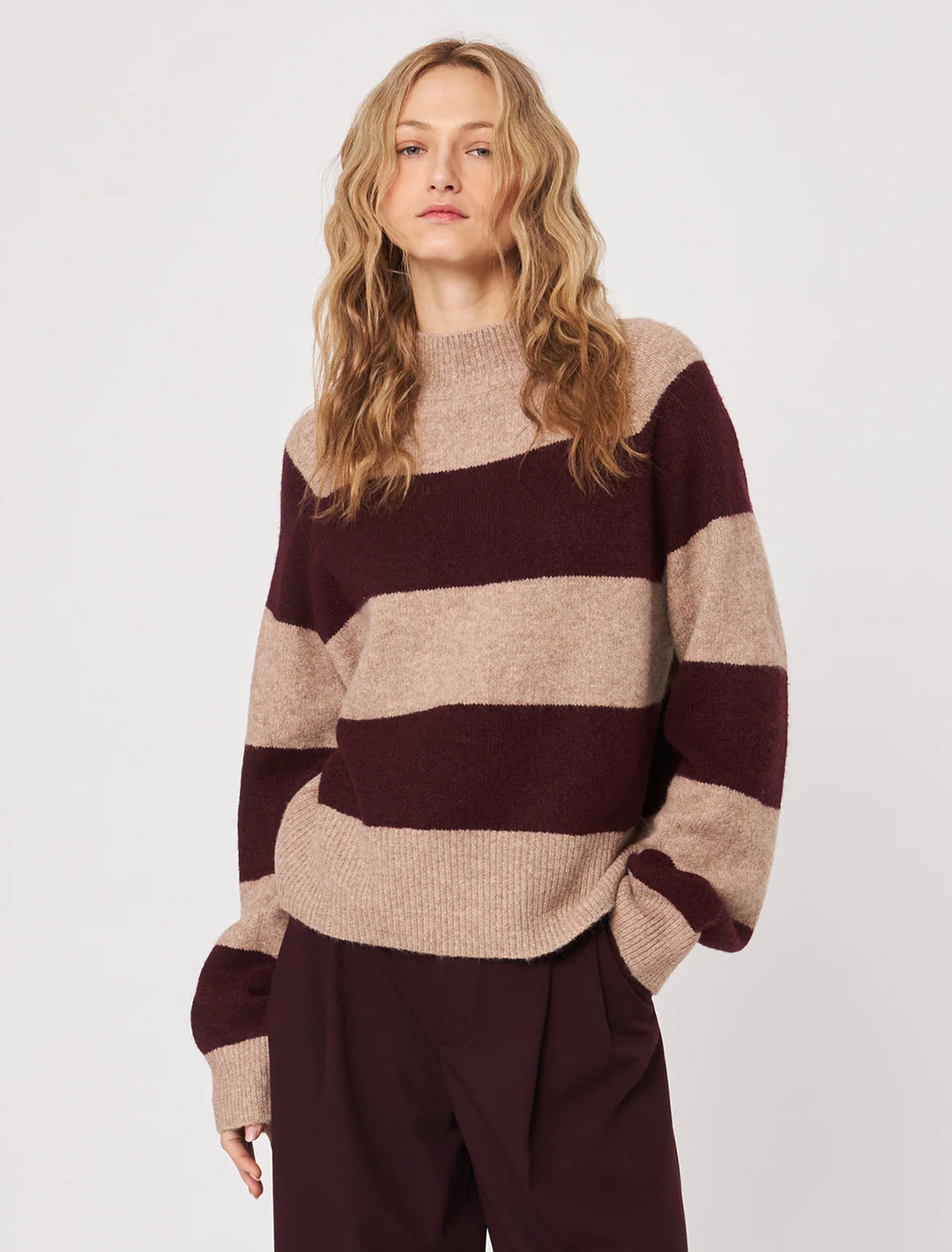edison sweater in pinot stripe