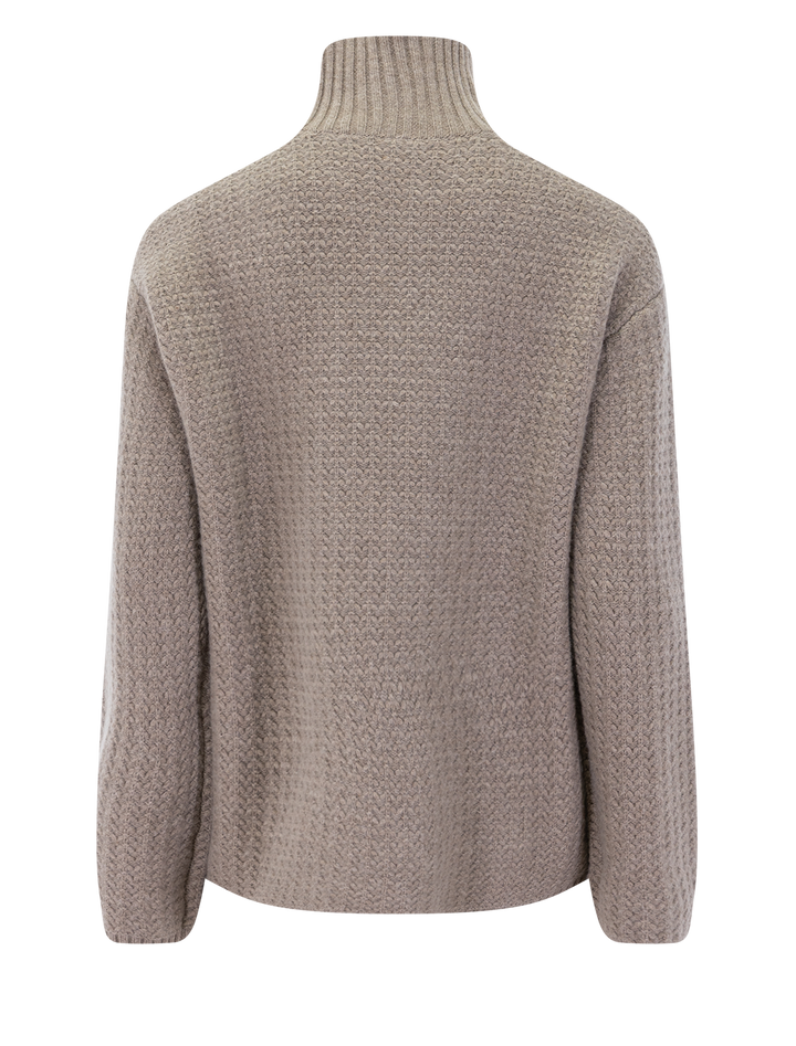 cashmere/wool blend waffle stitch sweater in almond