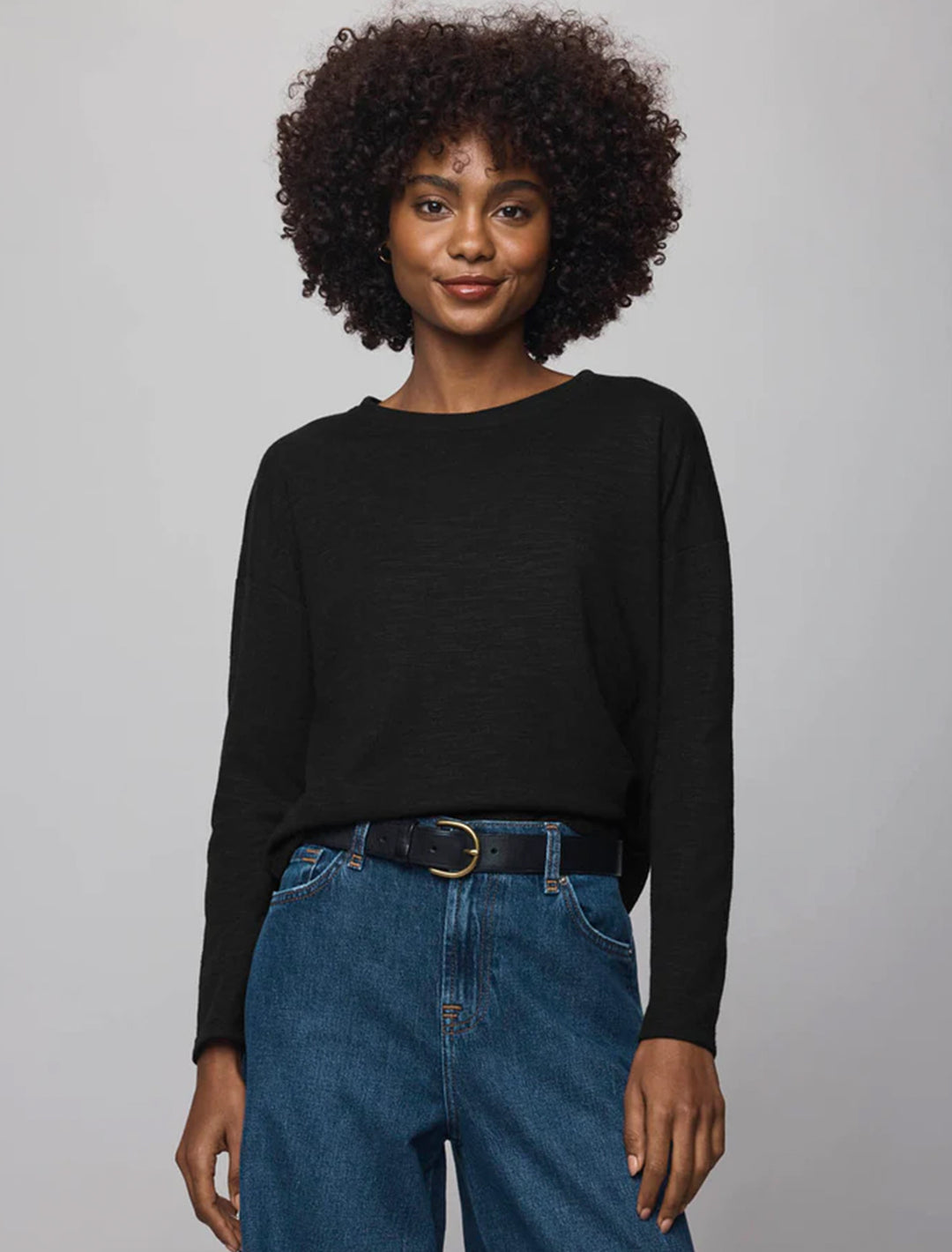 callista long sleeve tee in black