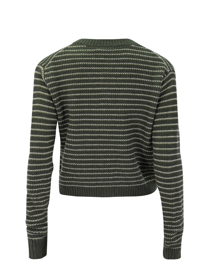 amber stripe cardigan in green spruce
