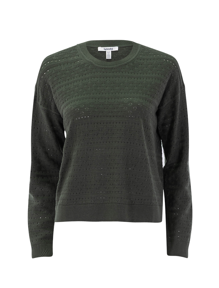 georgie pointelle sweater in green spruce