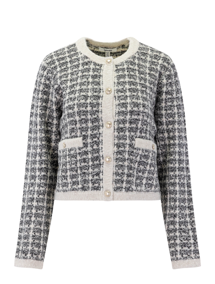 lisette texture cardigan in black plaid