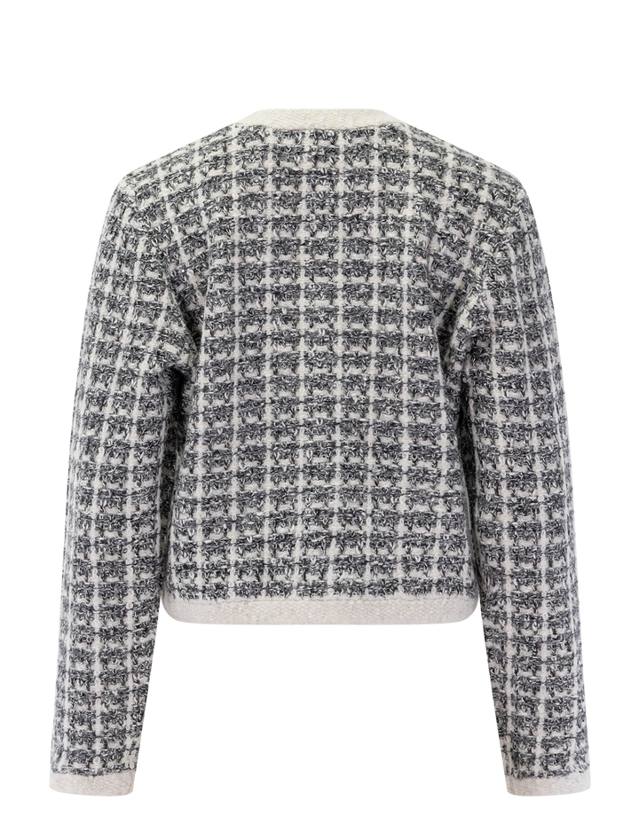 lisette texture cardigan in black plaid