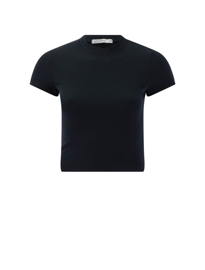 fine rib baby tee in black