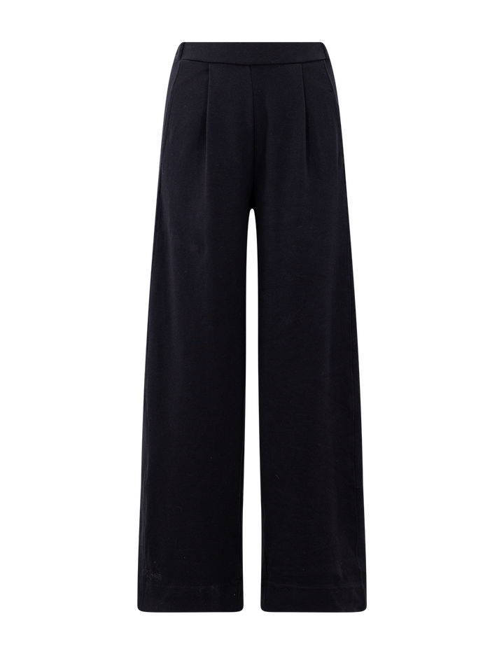luxe ponte barrel trouser in black