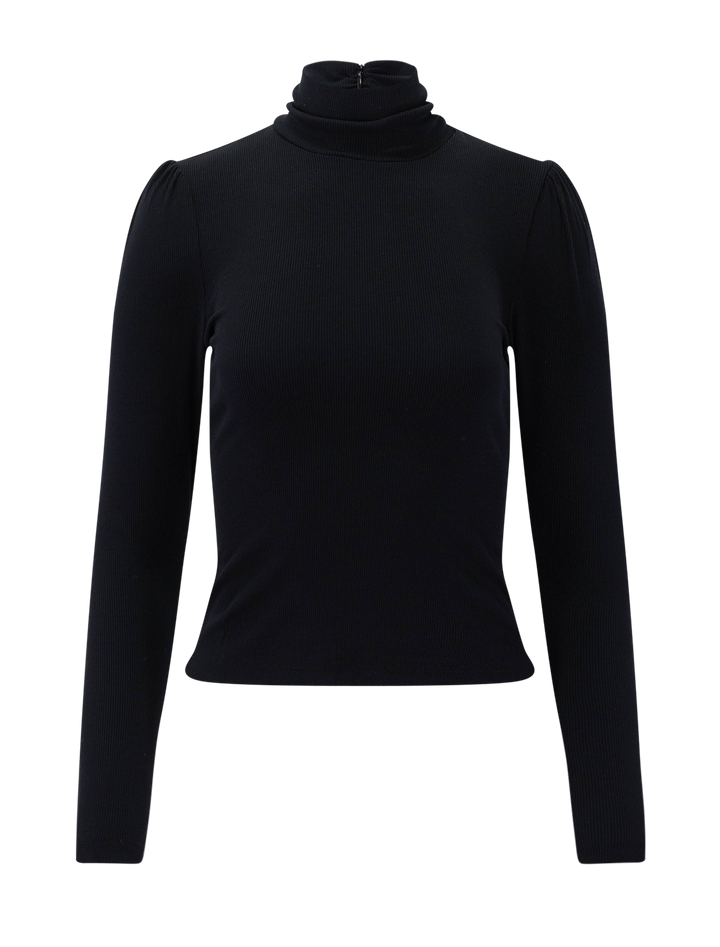 fine rib turtleneck in black