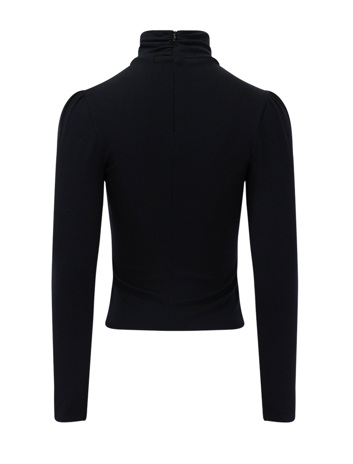 fine rib turtleneck in black