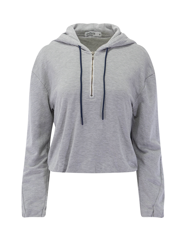softest fleece half zip hoodie in heather grey