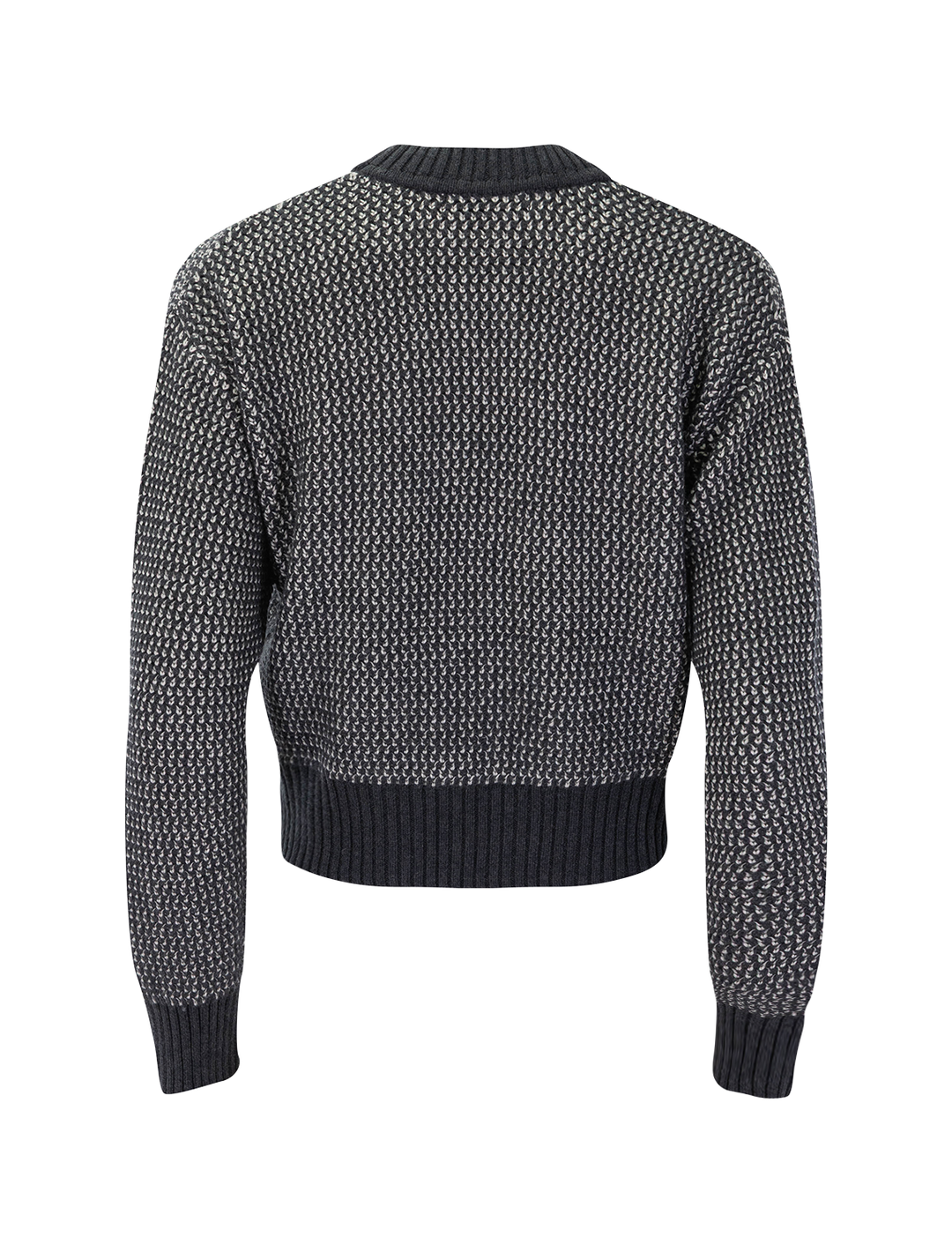 textured stitch crewneck in black and white