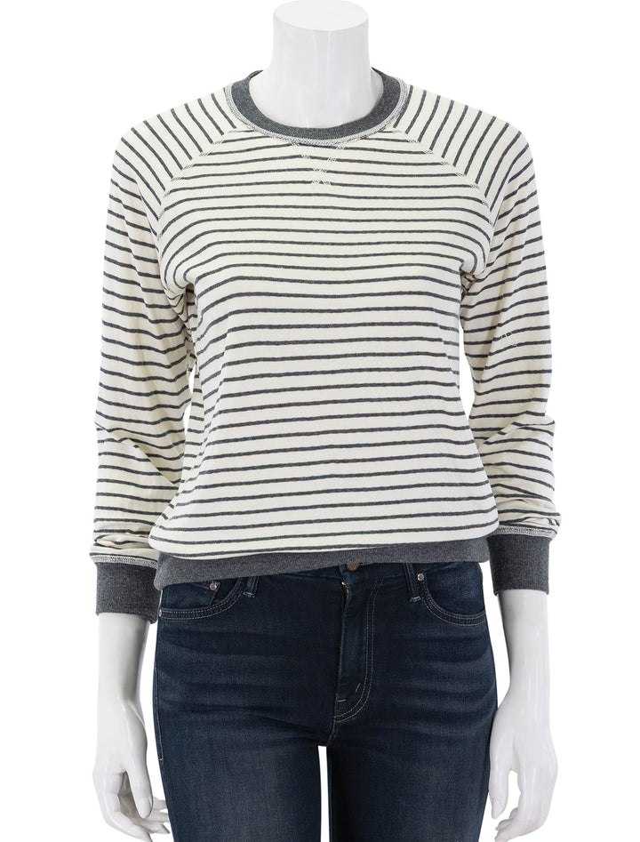 reversible raglan top in light heather grey