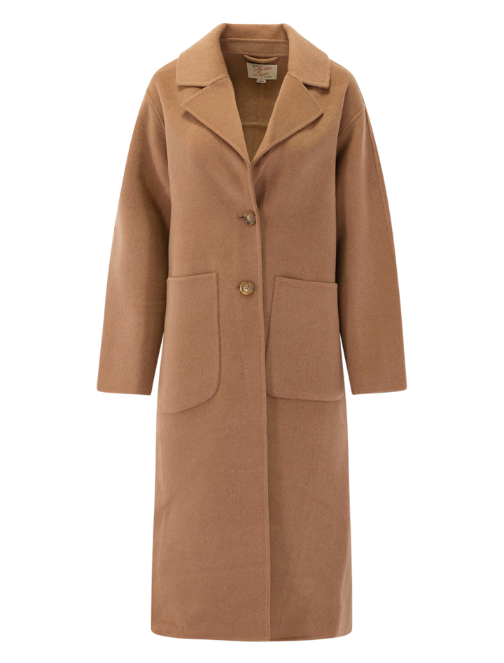 colette longline coat in camel
