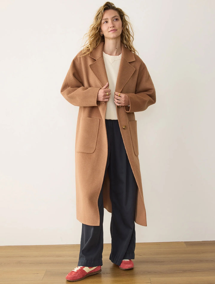 colette longline coat in camel