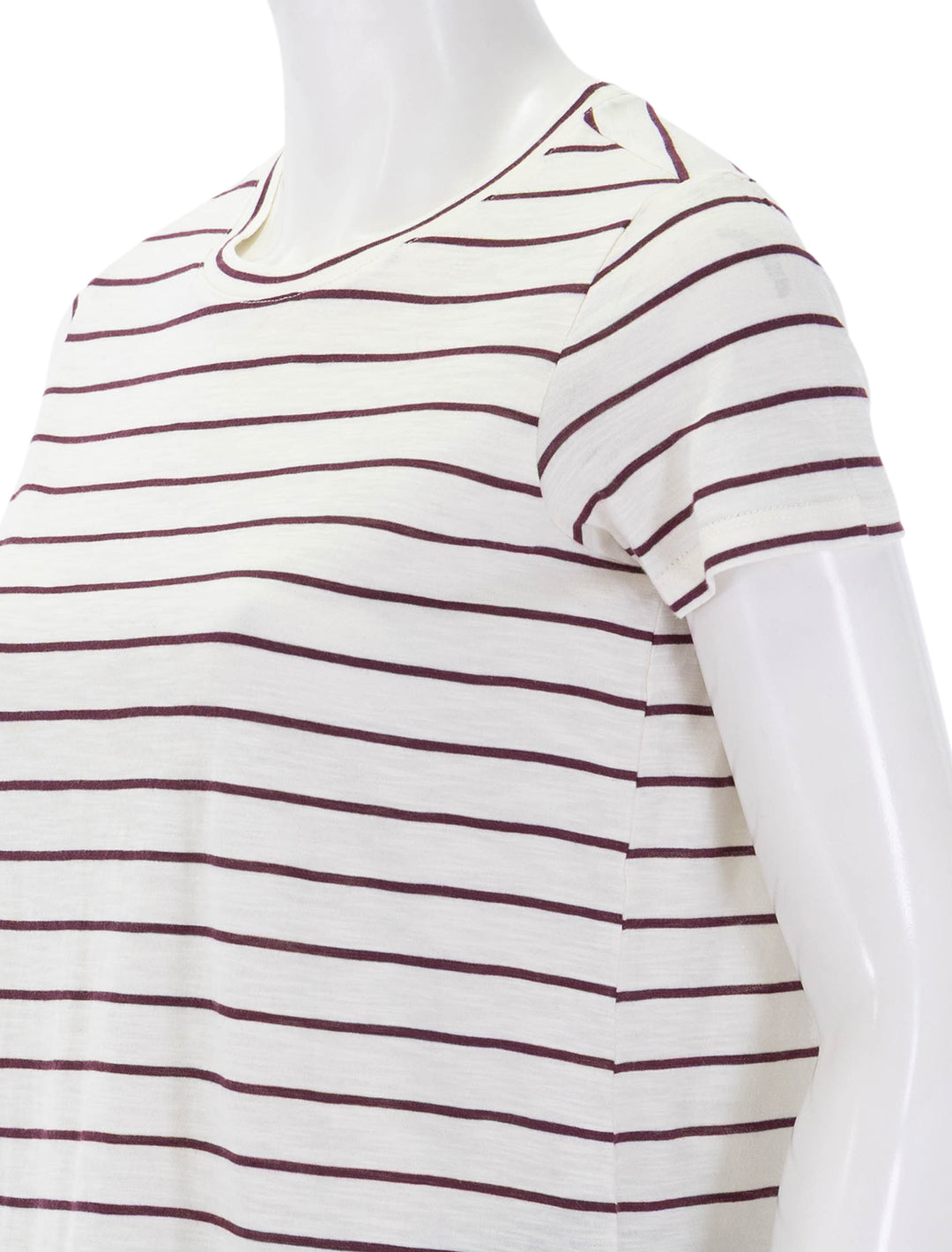 swing crew tee in white and fig stripe