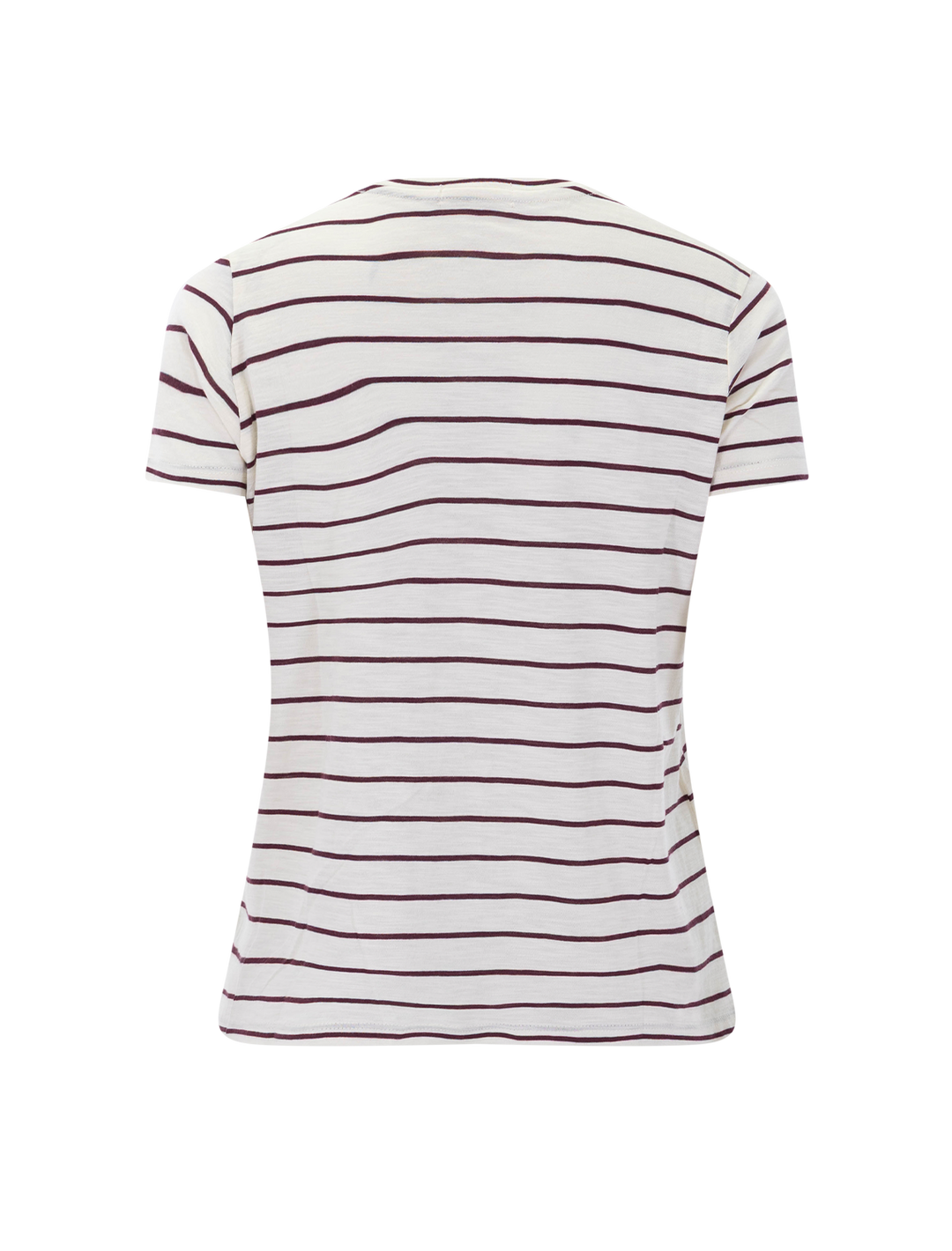 swing crew tee in white and fig stripe