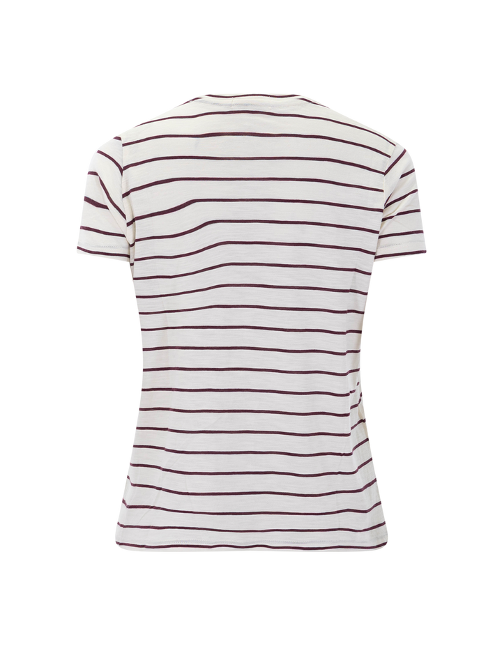 swing crew tee in white and fig stripe