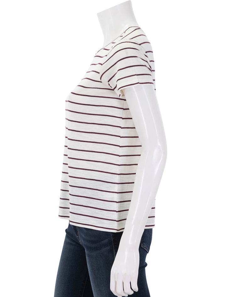 swing crew tee in white and fig stripe