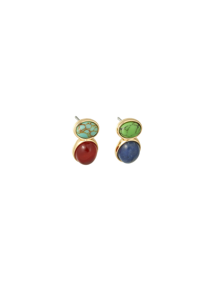semi prescious stone earring in turquoise and carnelian