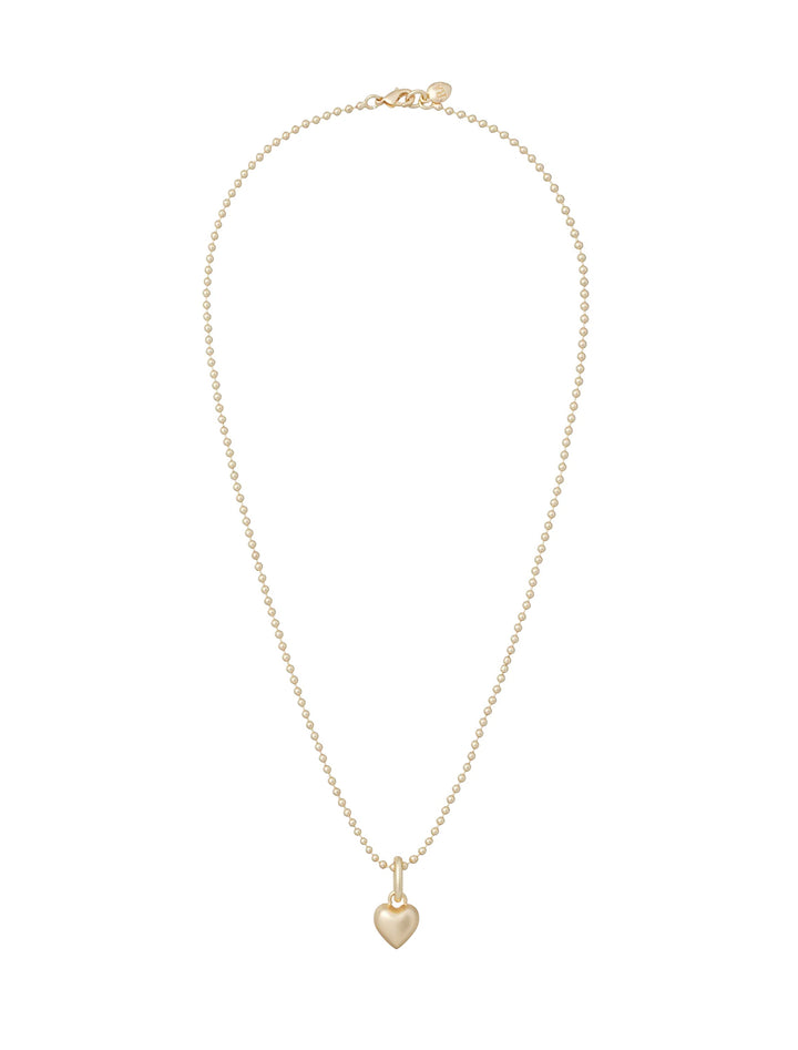 itsy bitsy puffy heart necklace in gold