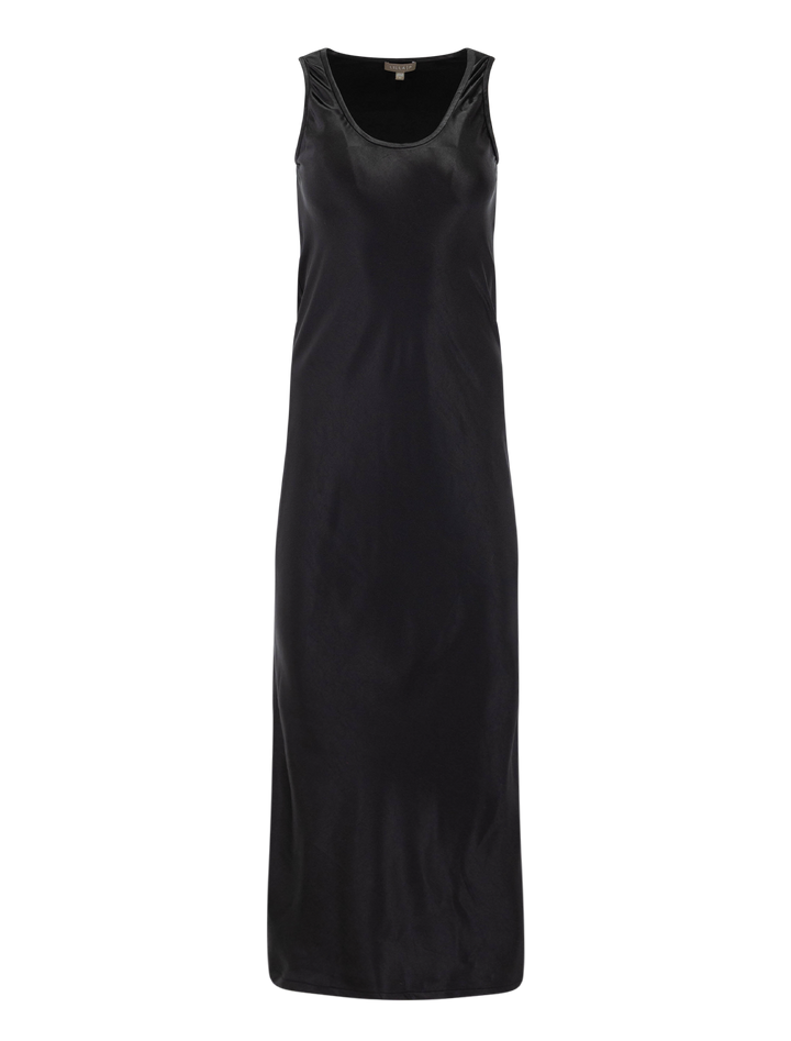 satin bias maxi dress in black