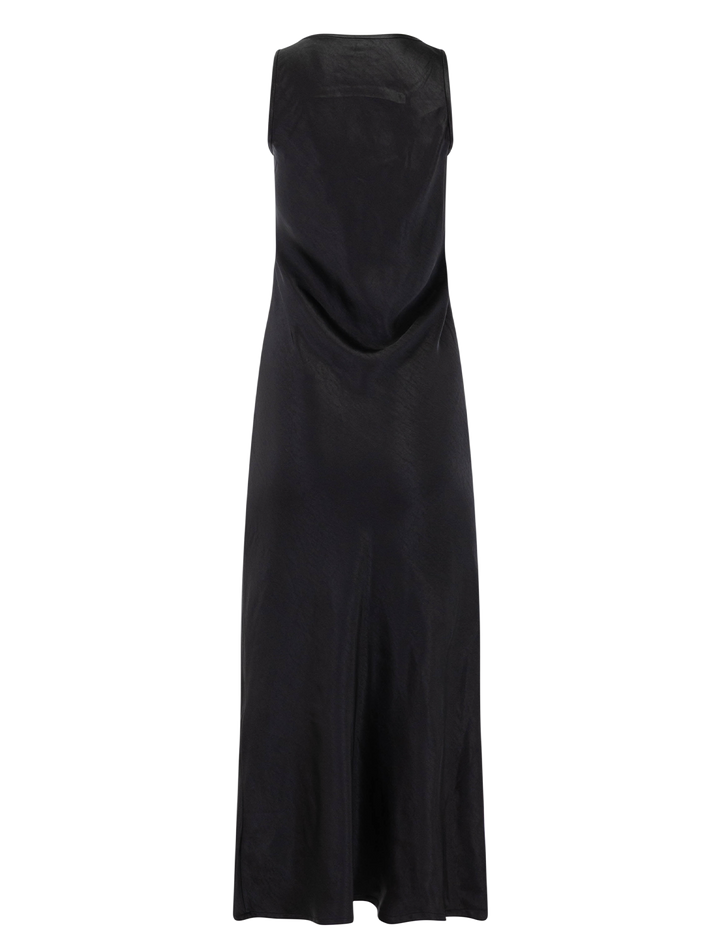 satin bias maxi dress in black