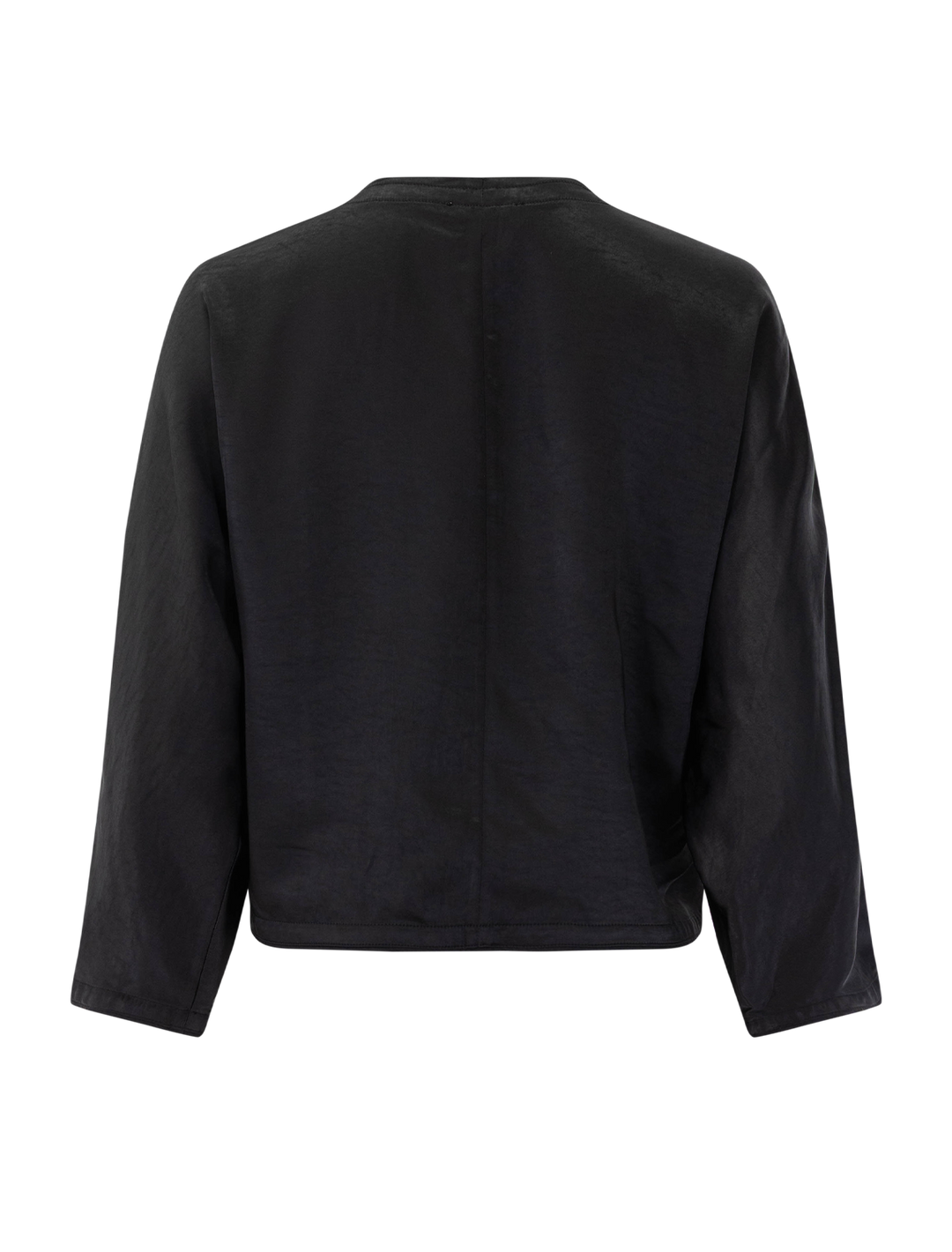 satin v neck dolman top in black