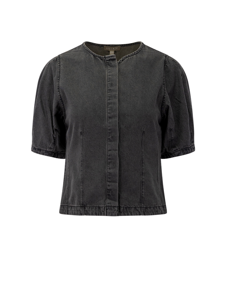 black denim seamed top