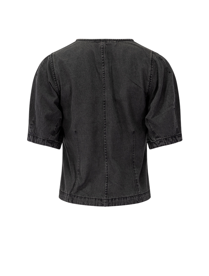 black denim seamed top