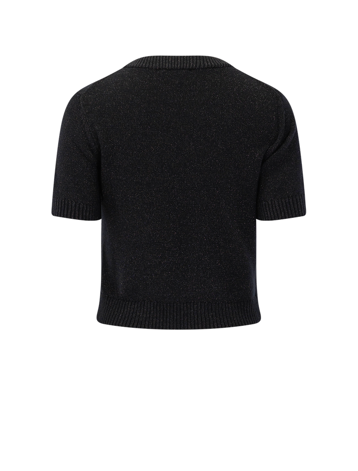 short sleeve sparkle sweater in black