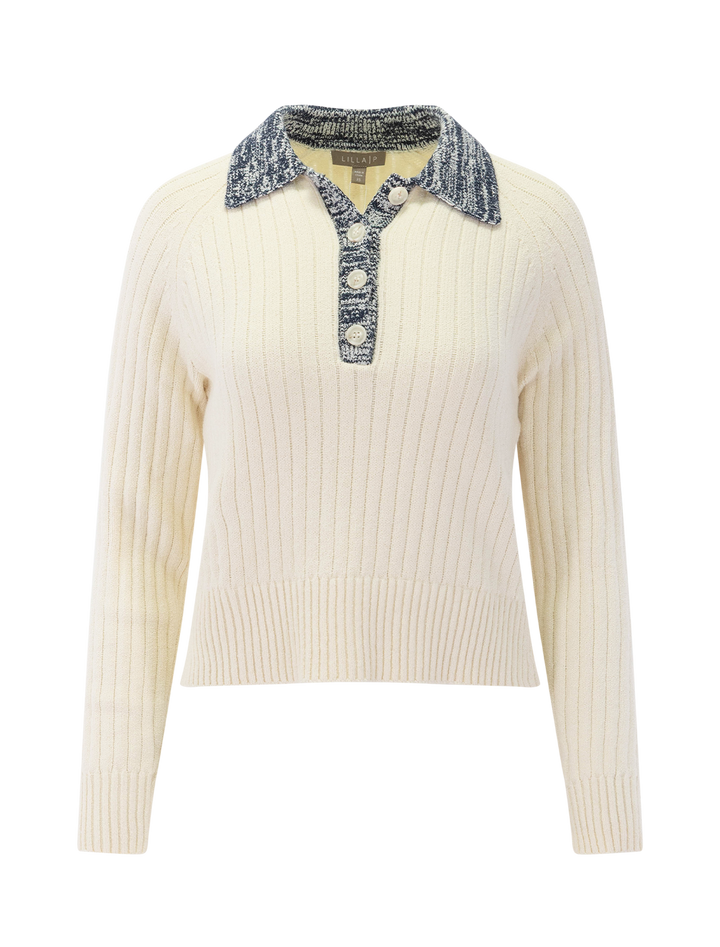 marled henley sweater in magnolia