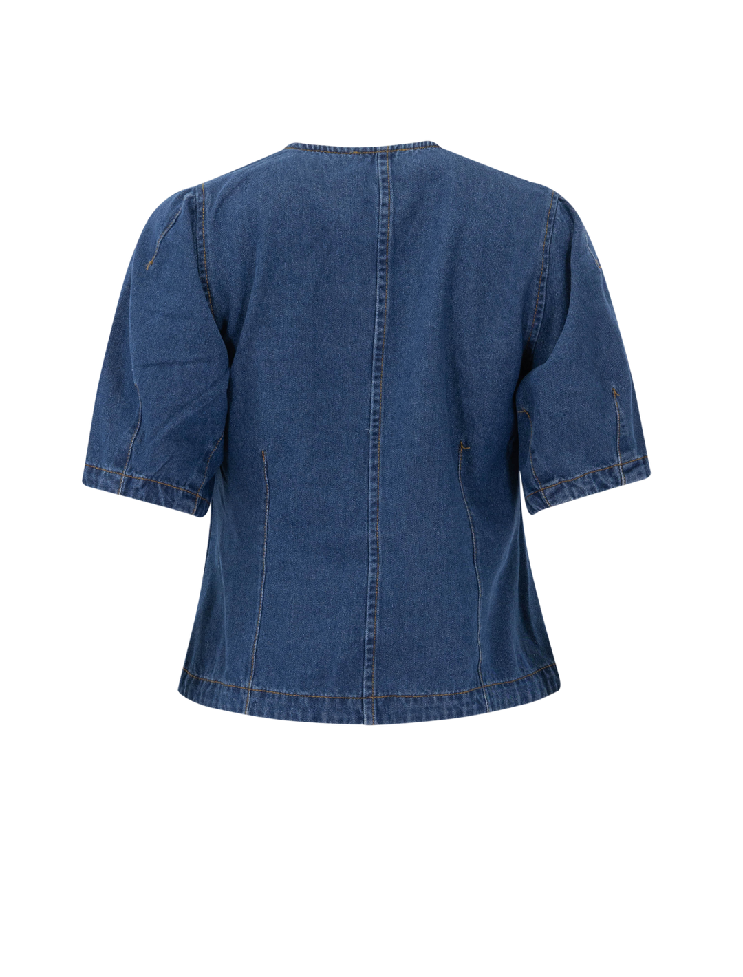 denim seamed top in indigo