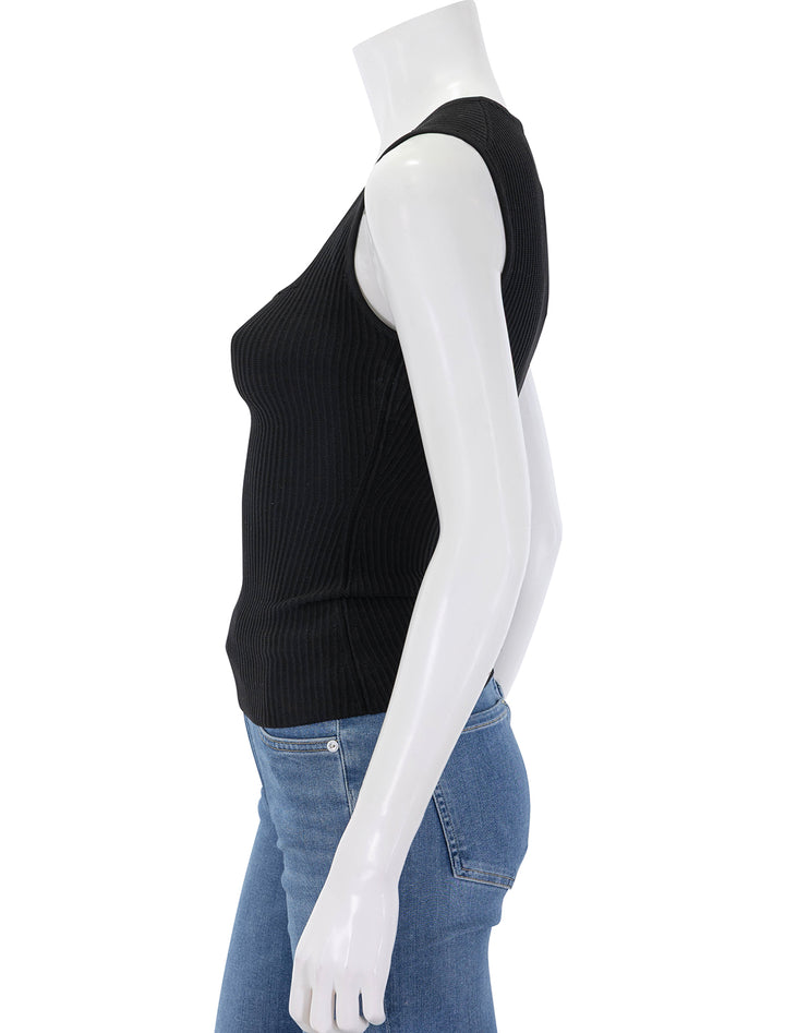 side view of square neck top in black