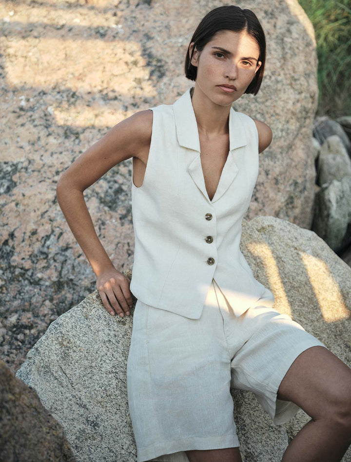 neev top in flax linen
