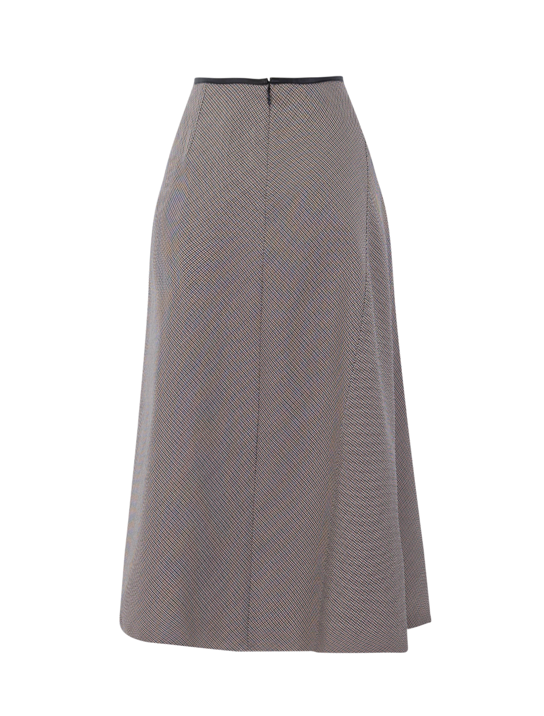 asymmetrical plaid skirt with vegan leather trim