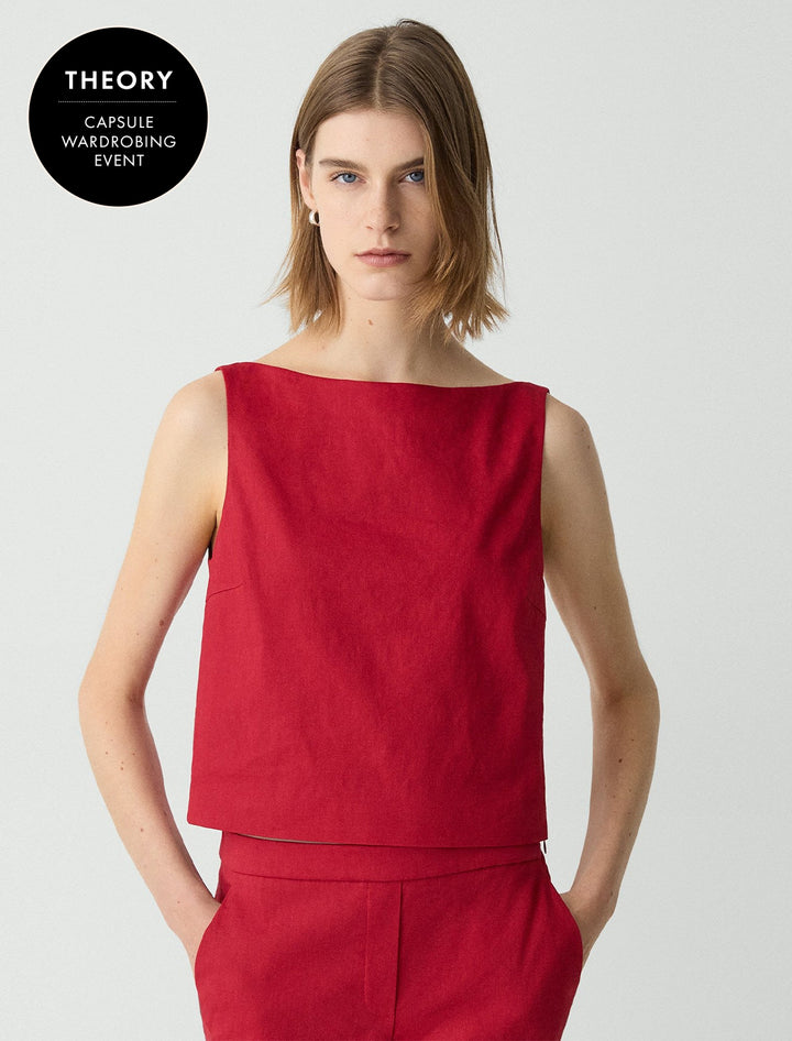 sleeveless boatneck top in cherry