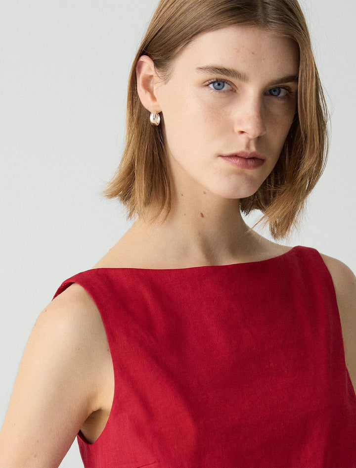 sleeveless boatneck top in cherry