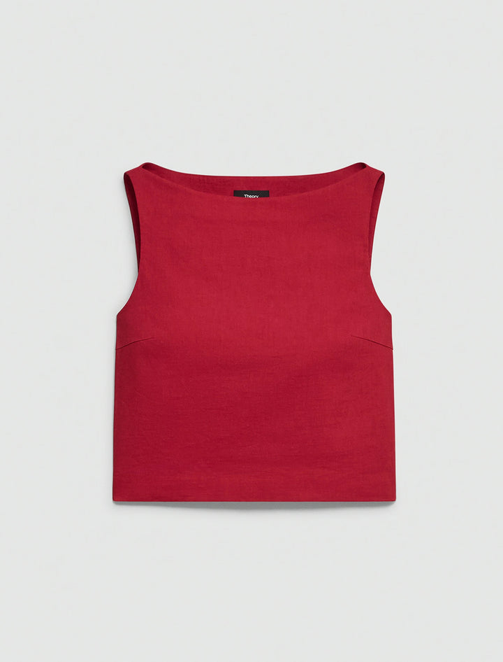 sleeveless boatneck top in cherry