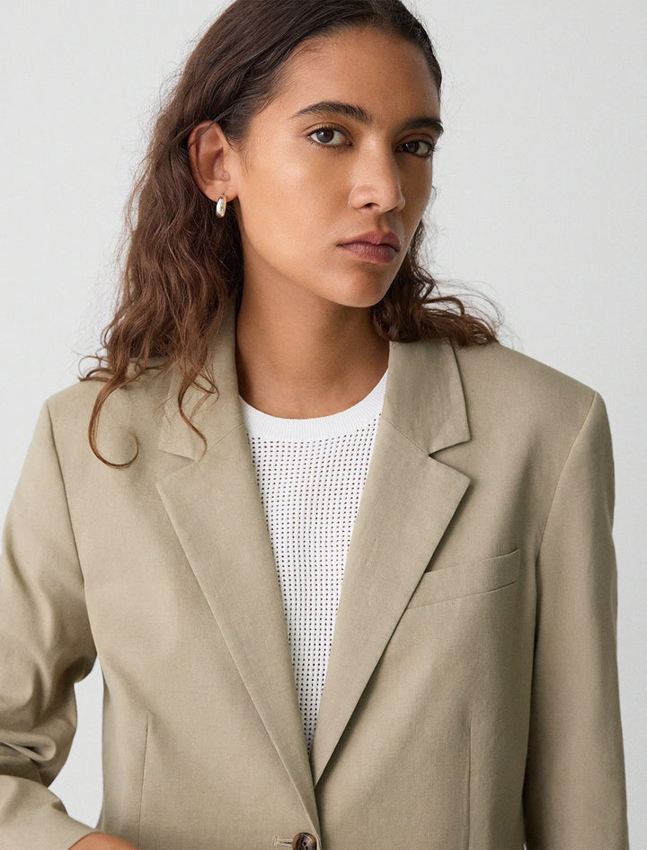 relaxed blazer in soft taupe