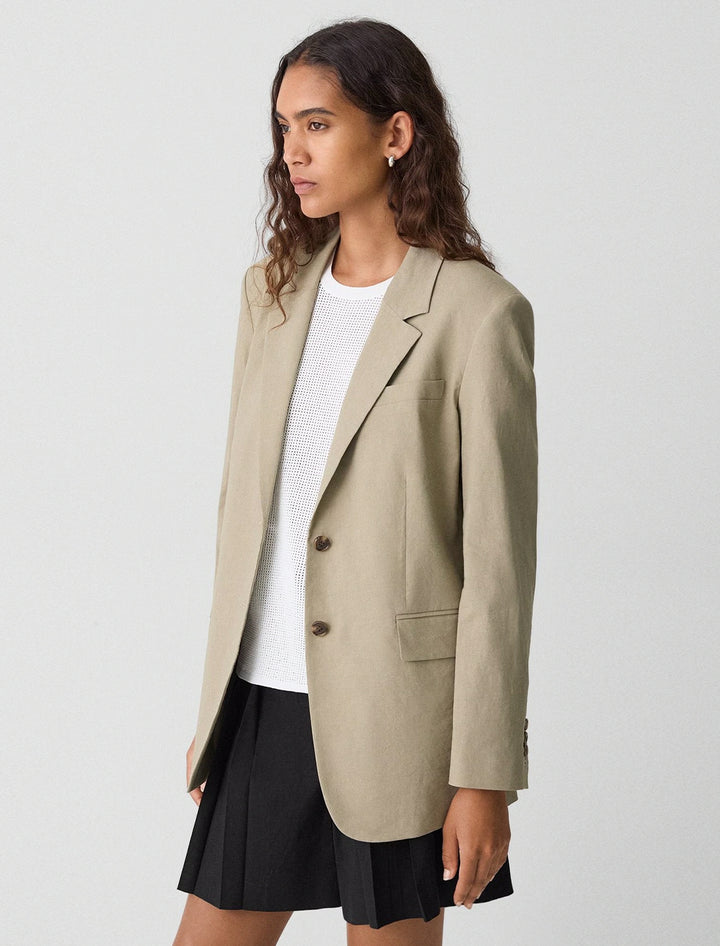 relaxed blazer in soft taupe