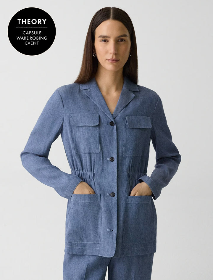 cinched jacket in light denim