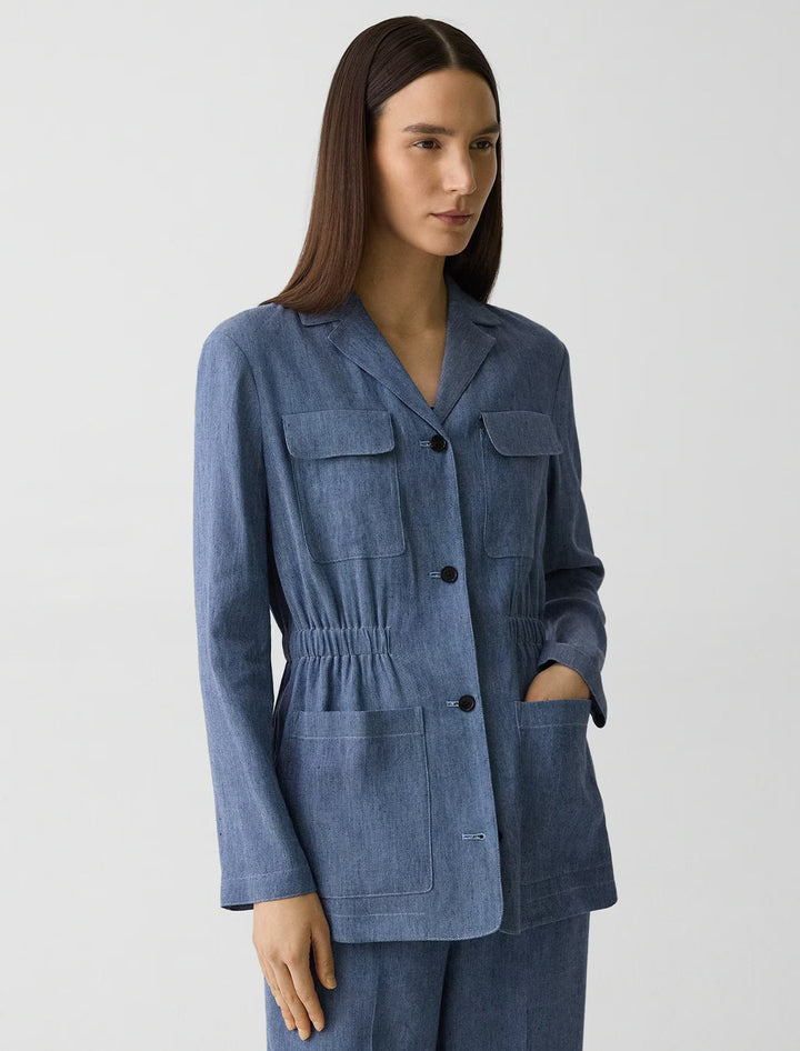 cinched jacket in light denim