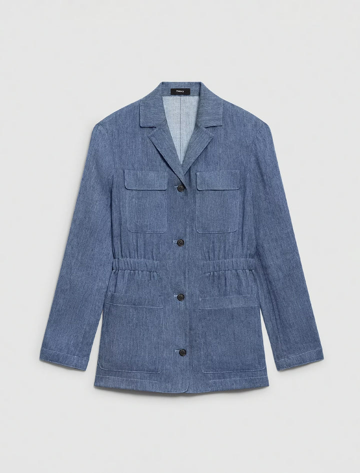 cinched jacket in light denim