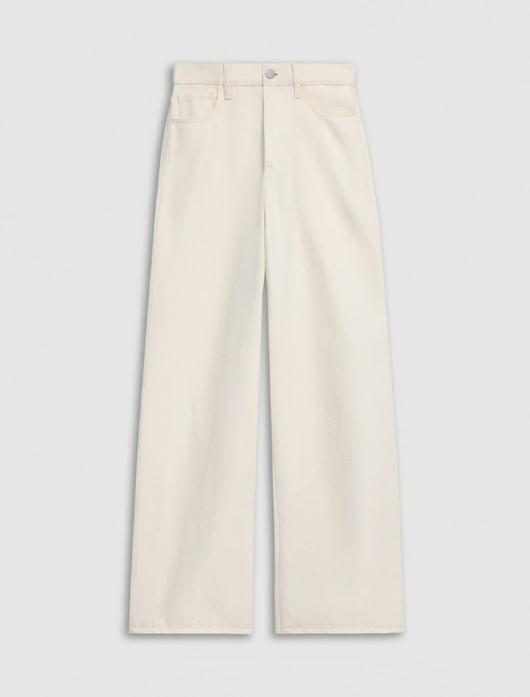 high-waisted wide-leg denim in ecru