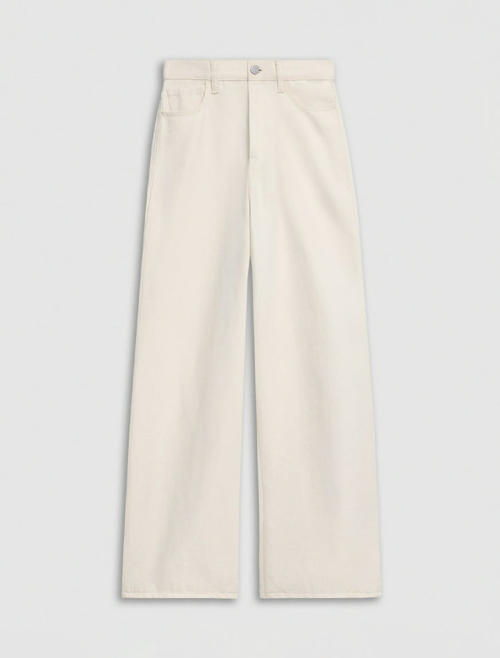 high-waisted wide-leg denim in ecru