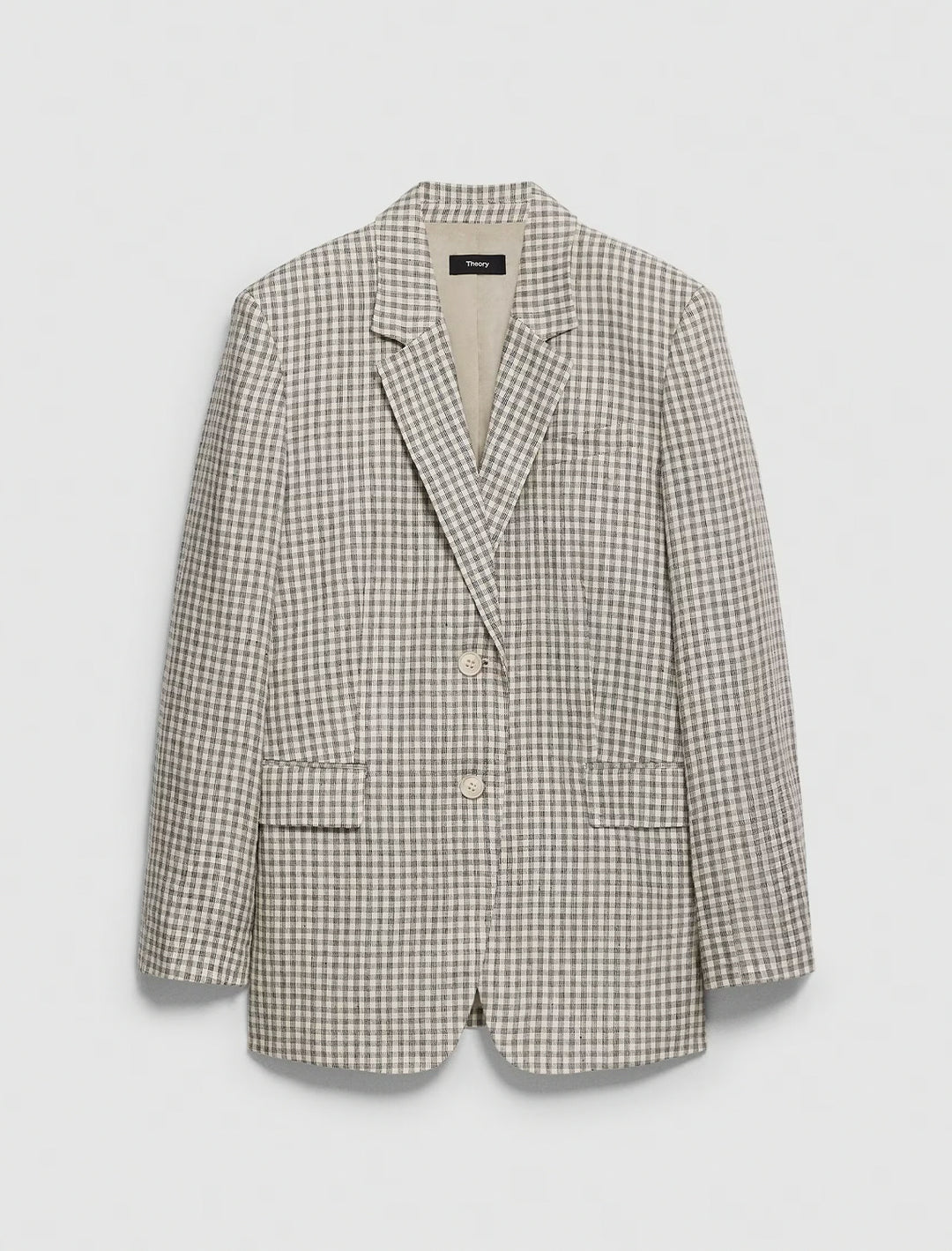 relaxed blazer in checked linen-blend